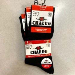 5 Paia Calze Uomo corta El-charro Nera Morbido Cotone Calzino classico tinta uni