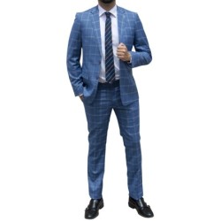 Abito Uomo 100% Cotone sartoriale Principe di Galles Celeste.