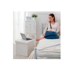 POUFF PUFF PANCA CONTENITORE QUADRATO BAULE ECOPELLE BIANCO / BEIGE / FANGO