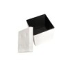 POUFF PUFF PANCA CONTENITORE QUADRATO BAULE ECOPELLE BIANCO / BEIGE / FANGO
