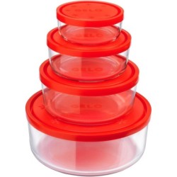 SET 4/8 CONTENITORI GELO IN VETRO CON COPERCHIO -
