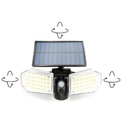 DUE FARETTI ROTANTI LUCE ORIENTABILE LED DA ESTERNO CON PANNELLO SOLARE E SENSOR